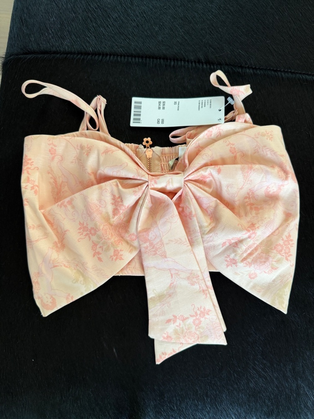 Urban Outfitters Pale Pink Flowered Bustier. Bow detail!